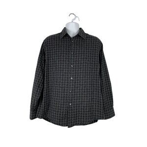 Mens Geoffrey Beene Button-Up Long Sleeve Shirt Geometric Pattern Size Large